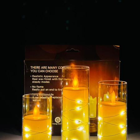 3 Pcs Candle Light With Strip Light - Image 6