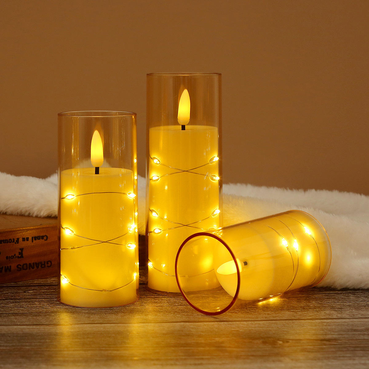 3 Pcs Candle Light With Strip Light - Image 4