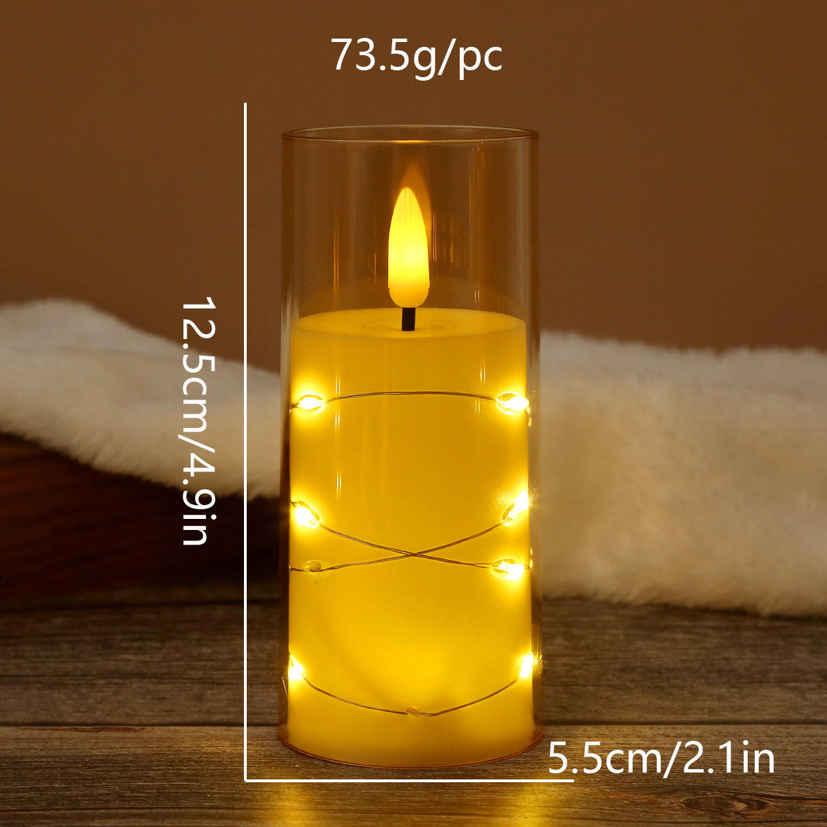 3 Pcs Candle Light With Strip Light - Image 2