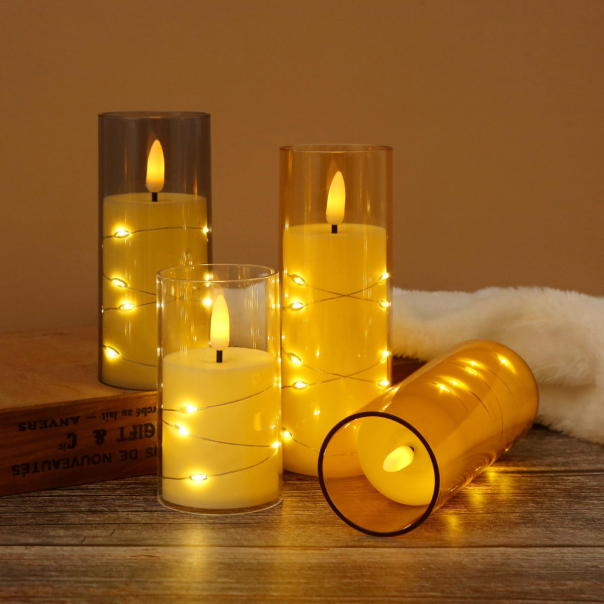 3 Pcs Candle Light With Strip Light - Image 3